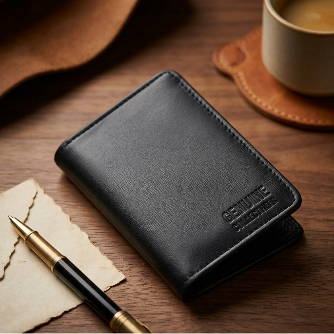 Premium Pure Leather Wallet – Classic Black