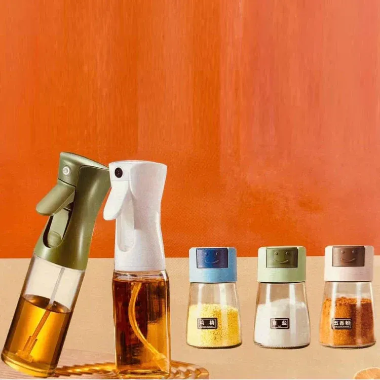 4Pcs Oil And Spice Countertop Set Daisy Glass Seasoning - Image 3